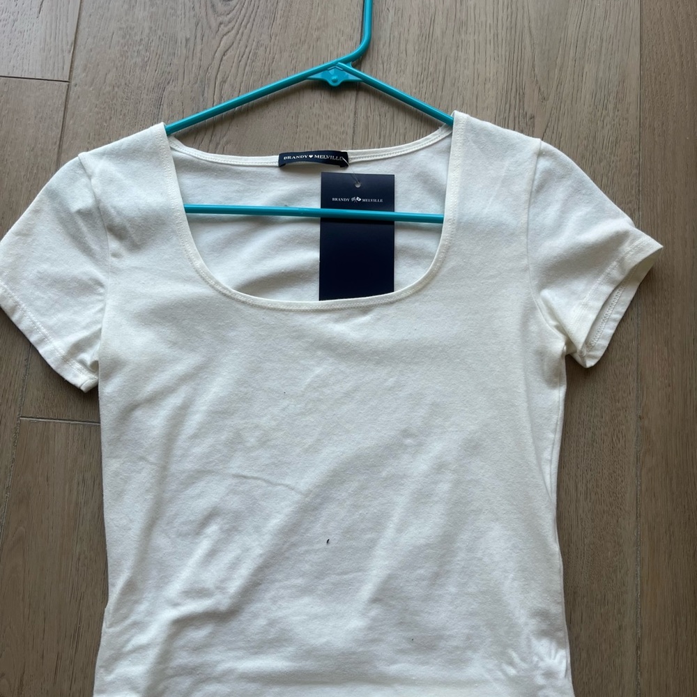 Brandy Melville White Fitted Short Sleeve T-Shirt